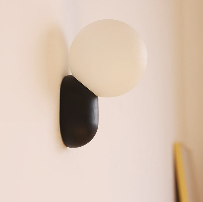 Macaron-Inspired Cream Resin Glass Ball 1-Light Wall Sconce