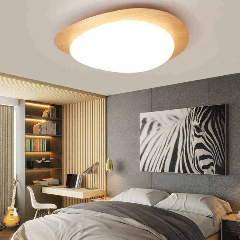 Modern Scandinavian Pebble-Shaped Iron and Acrylic LED Flush Mount Ceiling Light for Bedrooms
