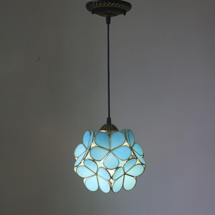 Retro Stained Glass Petal Single-Light Pendant Fixture