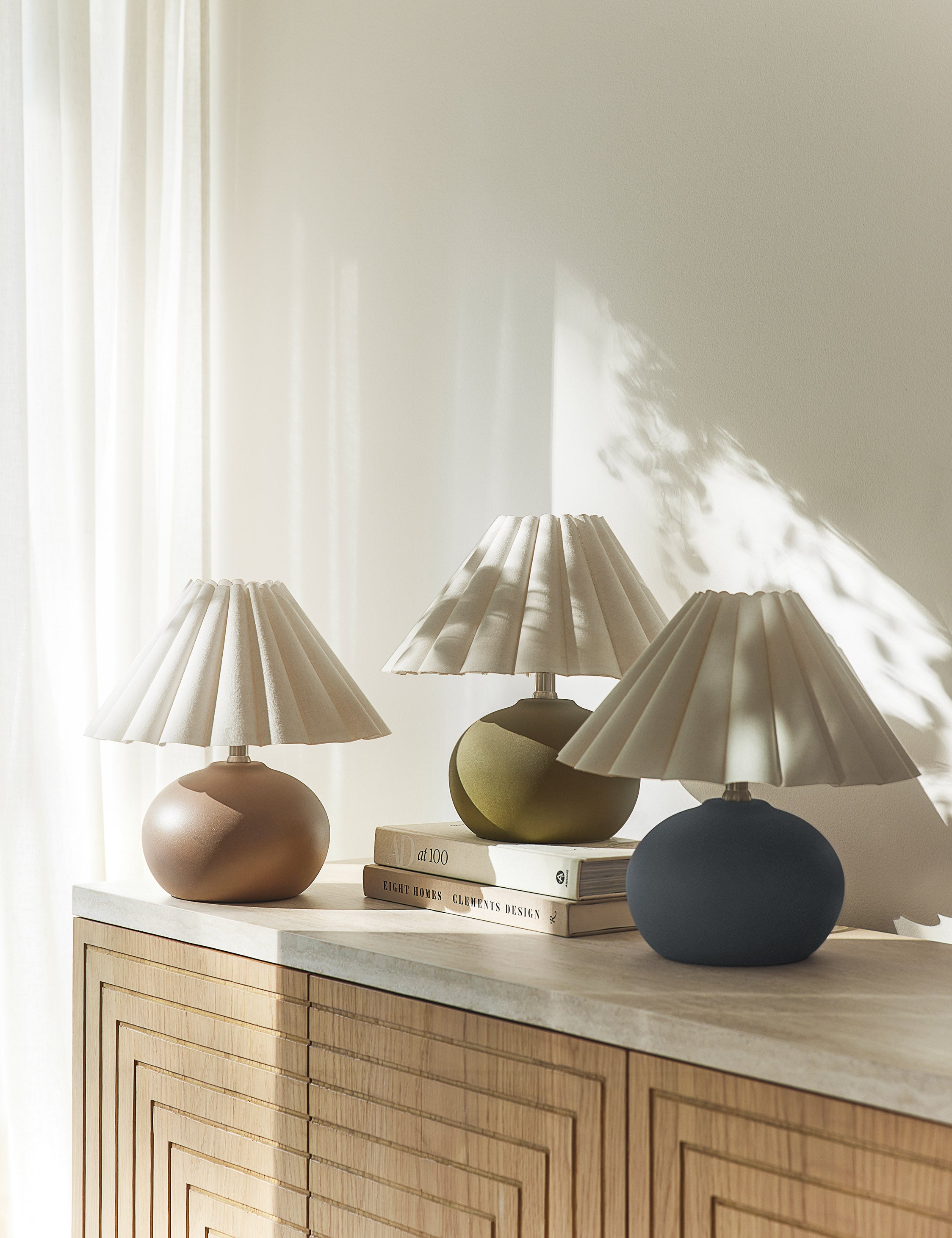 Luna Table Lamp | Pleated Shade, Round Ceramic Body