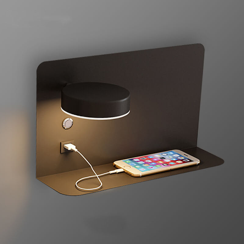 Contemporary Square Iron LED Wall Sconce Lamp with USB Rechargeable Feature