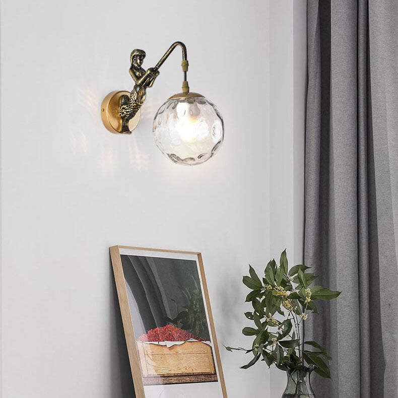 Rustic Vintage Mermaid 1-Light Wall Sconce Lamp