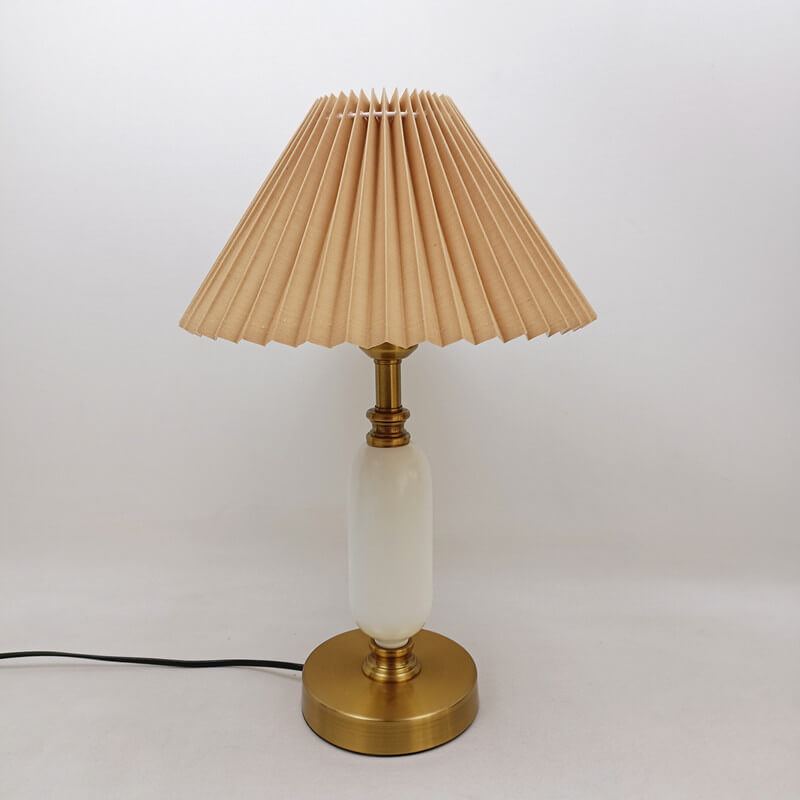 Vintage-Inspired Pleated Shade Column Base Table Lamp with 1 Light