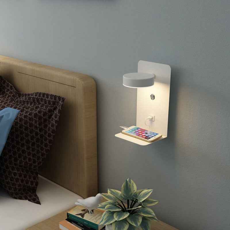 Contemporary Square Iron LED Wall Sconce Lamp with USB Rechargeable Feature