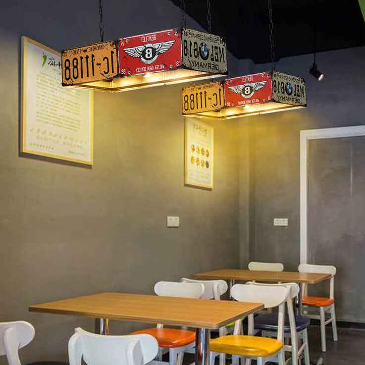 Modern Industrial Square and Rectangular Metal Chandelier with 3/5 Lights for Living Room