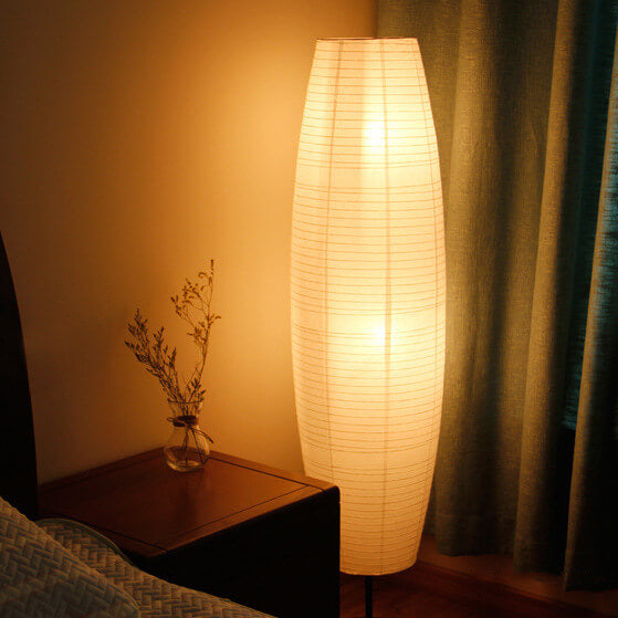 Nordic Minimalist Rice Paper 2-Light Column Floor Lamp