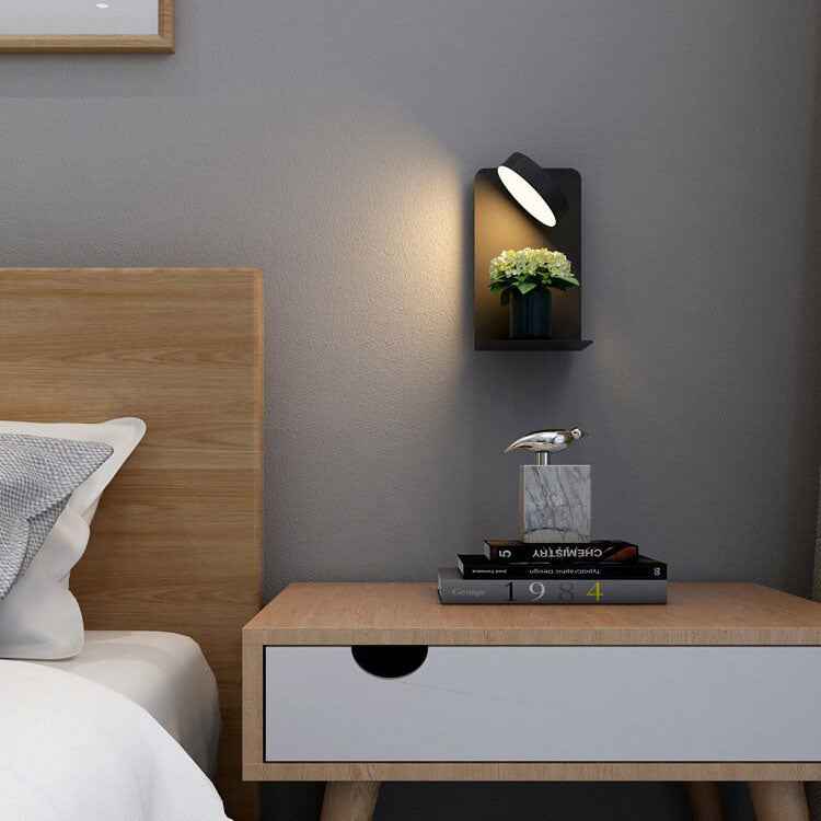 Contemporary Square Iron LED Wall Sconce Lamp with USB Rechargeable Feature