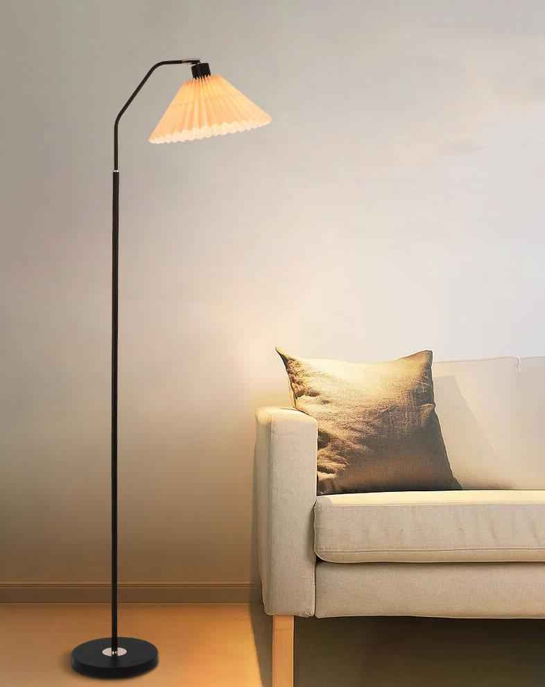 Elegant Minimalist Fabric Pleated Shade Floor Lamp with Single Light
