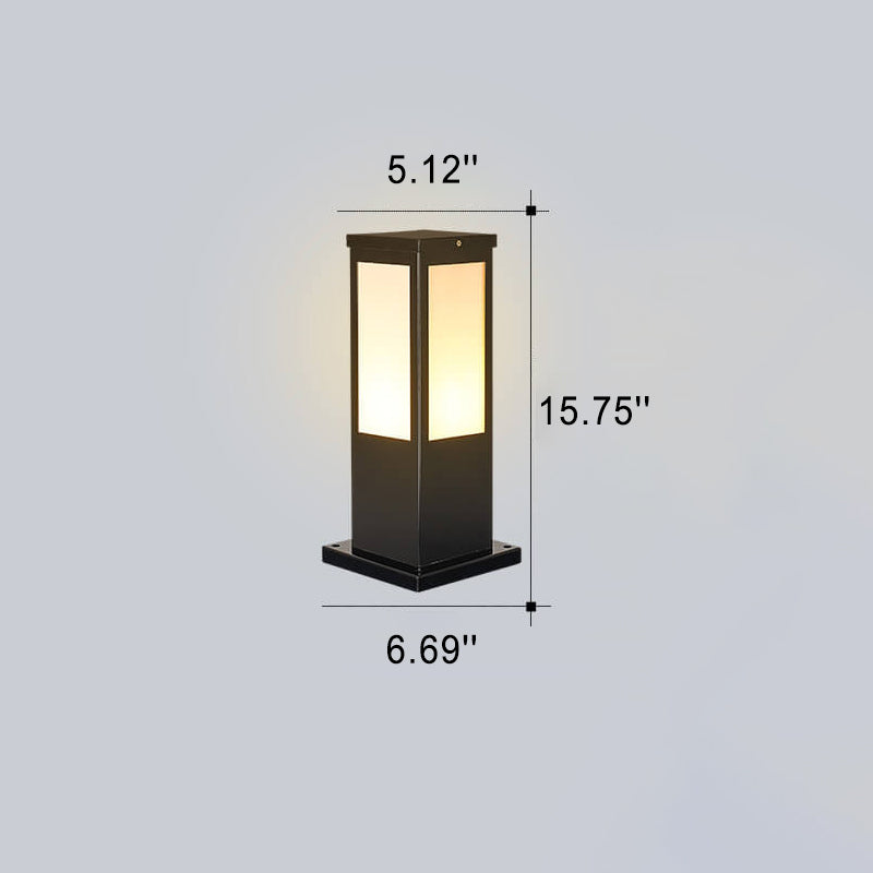 Contemporary Solar-Powered Square Column Outdoor Pathway Light - Waterproof Design