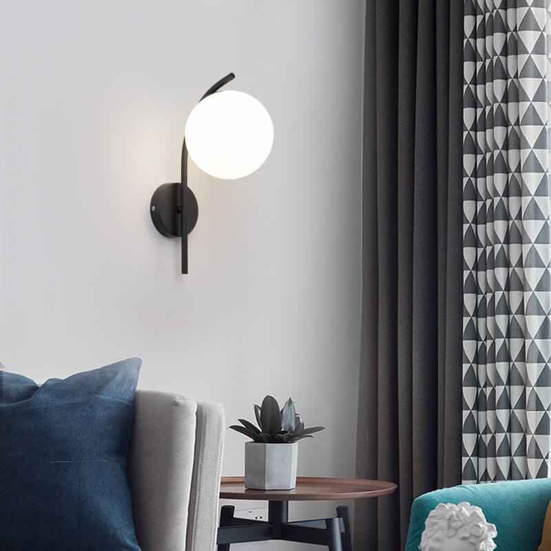 Nordic Arc Glass Globe Single-Light Wall Sconce