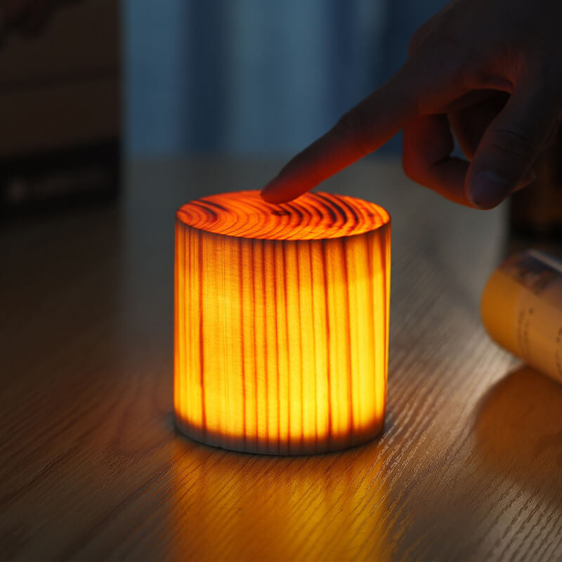 Artistic Wooden LED Touch-Control Night Lamp