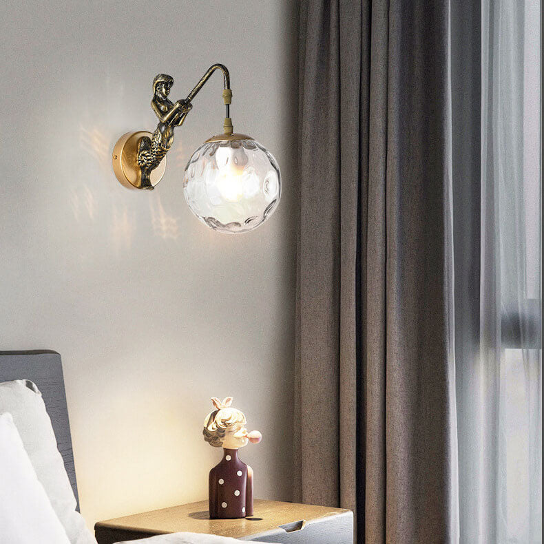 Rustic Vintage Mermaid 1-Light Wall Sconce Lamp