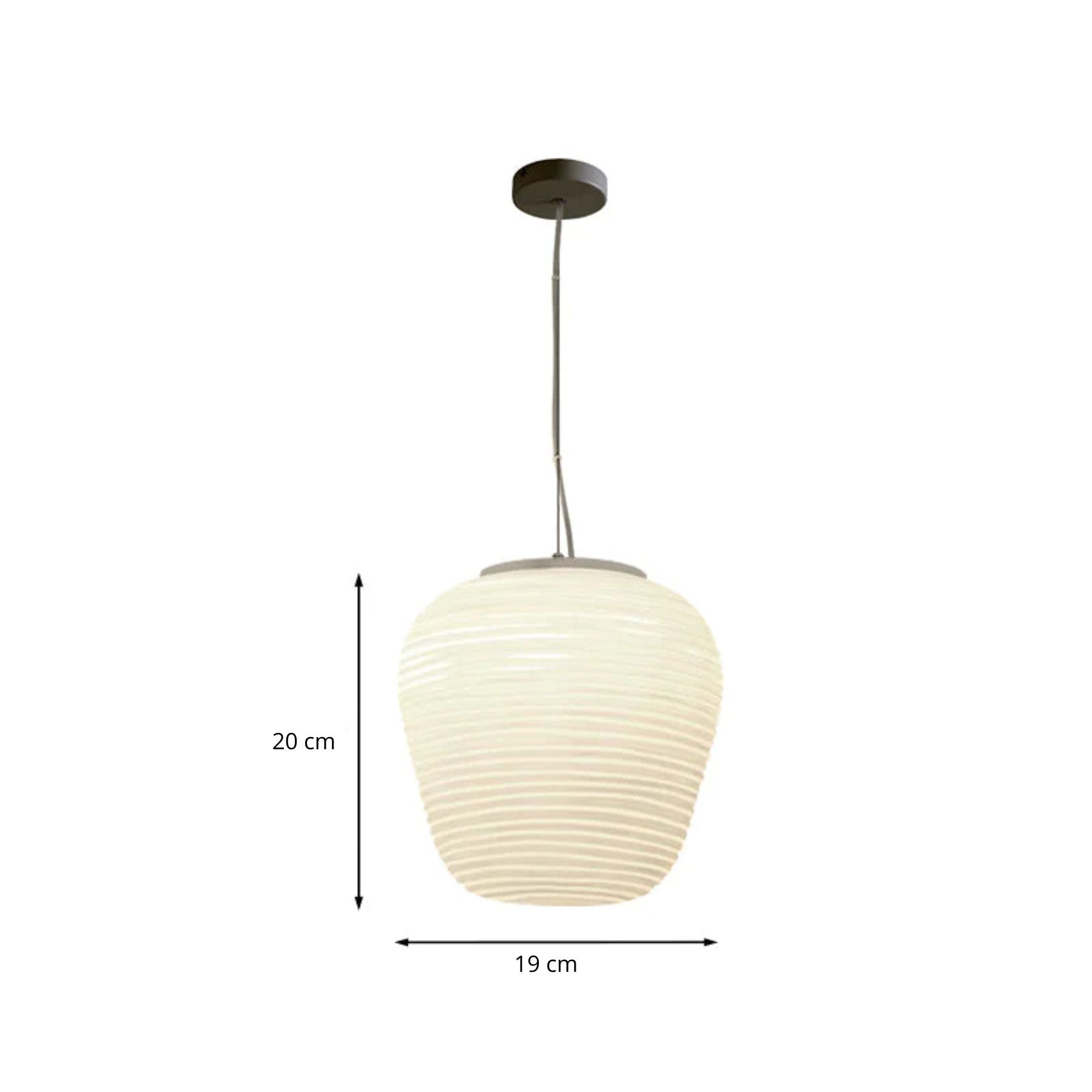 Bento Hanglamp | Geribbeld Glas, E27 Fitting