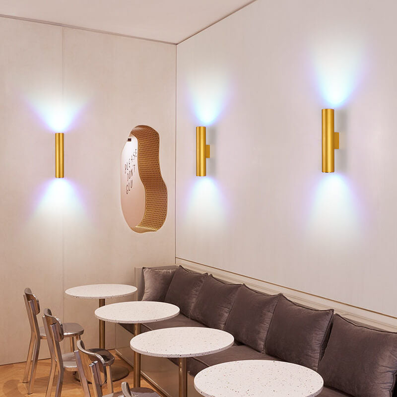 Minimalist Aluminum Cylindrical Wall Sconce with Two Lights