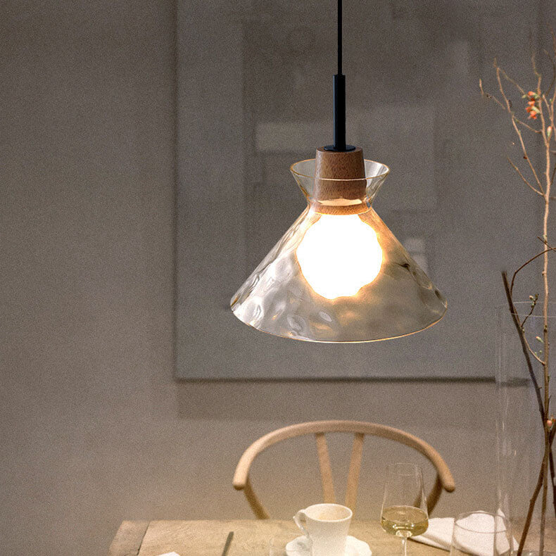 Nordic Clear Rippled Glass 1-Light Pendant Lamp