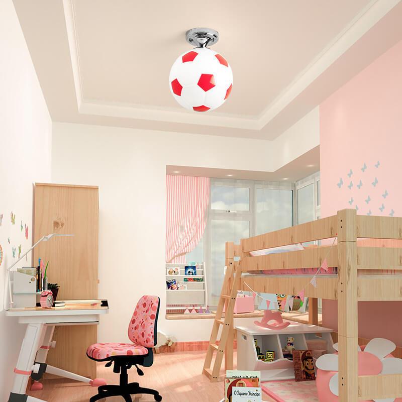 Artistic Basketball and Soccer 1-Light Semi-Flush Mount Ceiling Fixture