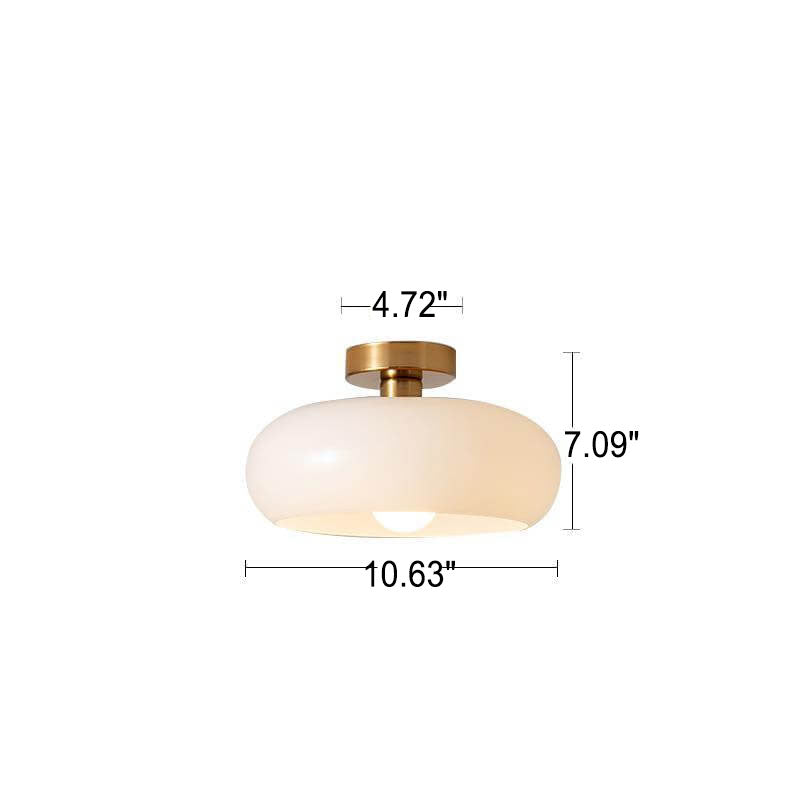 Contemporary Retro Round Solid Color Glass Pendant Light with Electroplated Copper - 1-Light Flush Mount