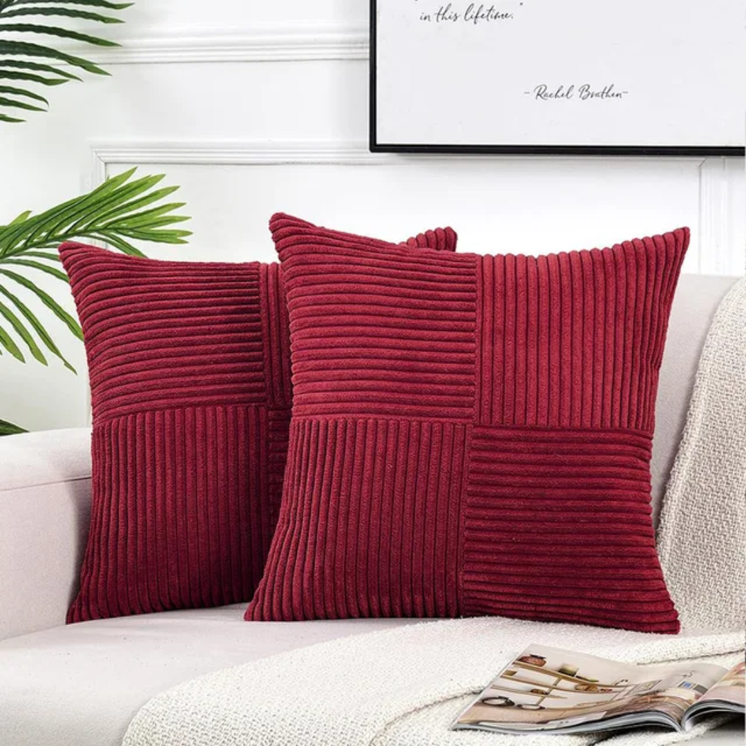 Bello Corduroy Cushion Covers | Soft Striped Texture, Invisible Zipper