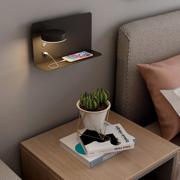 Contemporary Square Iron LED Wall Sconce Lamp with USB Rechargeable Feature