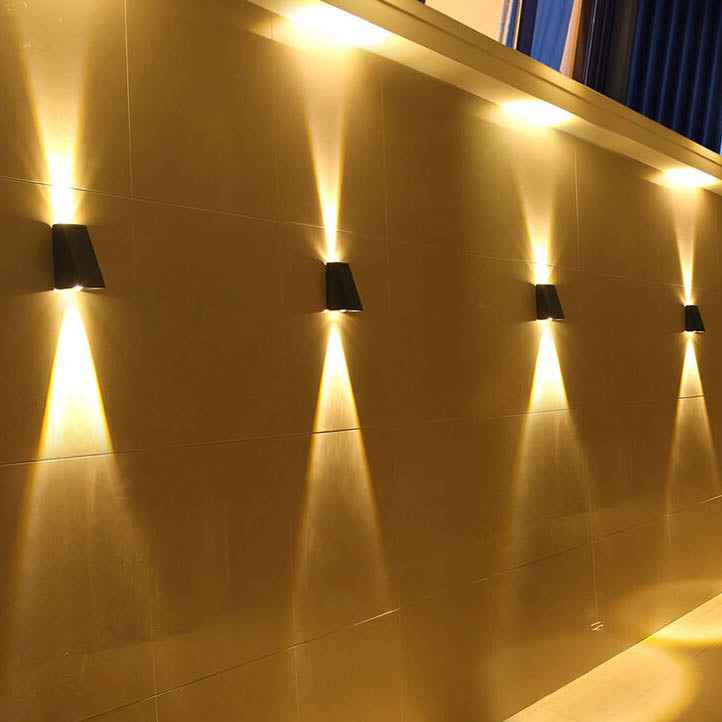 Elegant Solar-Powered Waterproof LED Wall Sconce - Up and Down Trapezoid Design for Outdoor Use