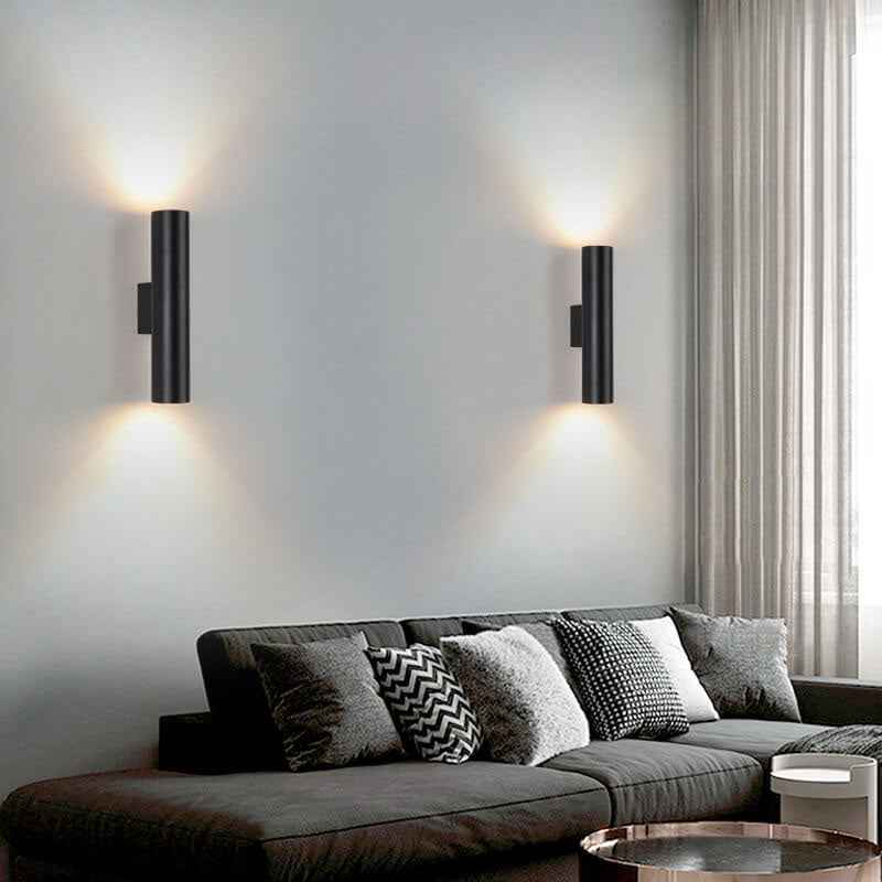 Minimalist Aluminum Cylindrical Wall Sconce with Two Lights