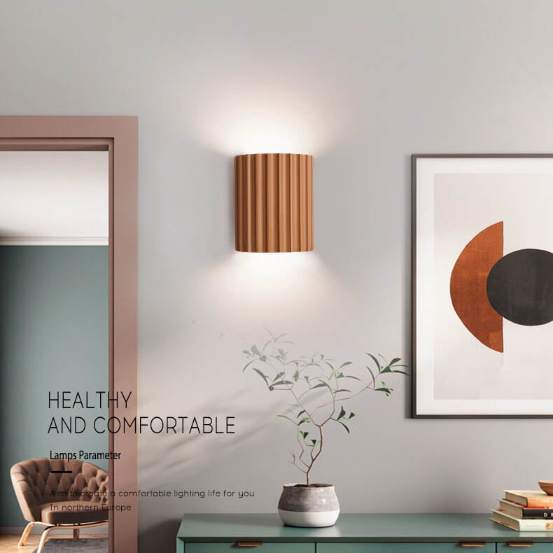 Striped Half Cylinder Macaron Resin Wall Sconce Lamp with 1 Light