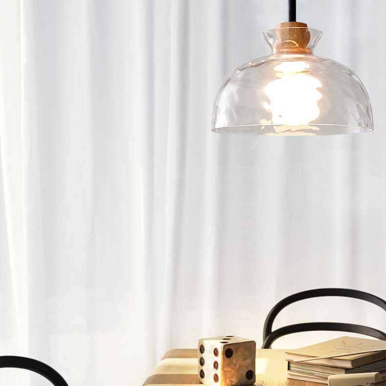 Nordic Clear Rippled Glass 1-Light Pendant Lamp