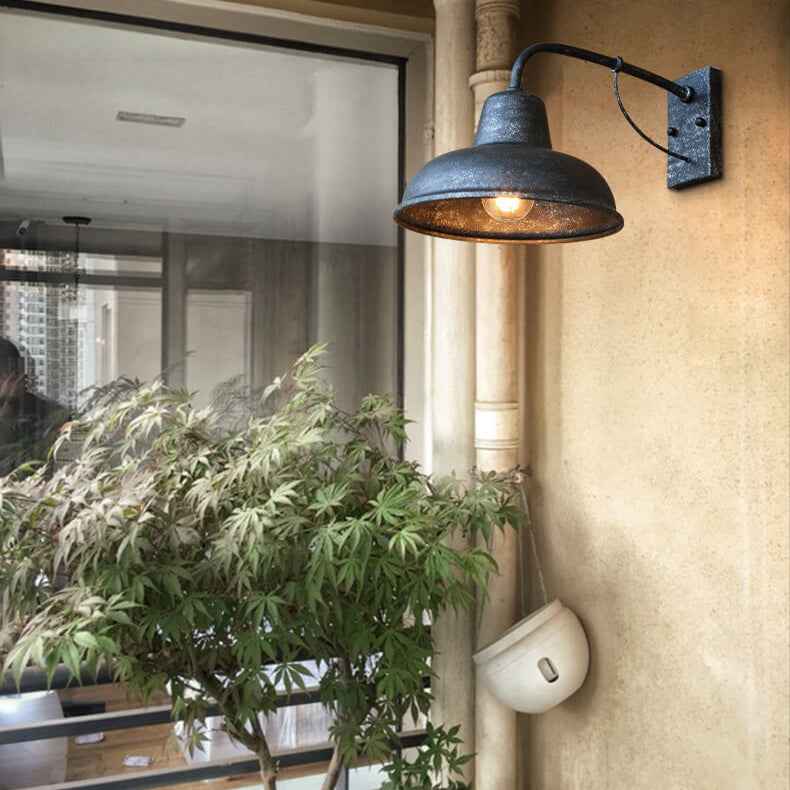 Rustic Iron Waterproof Outdoor Wall Sconce Lamp with Vintage Charm - 1-Light