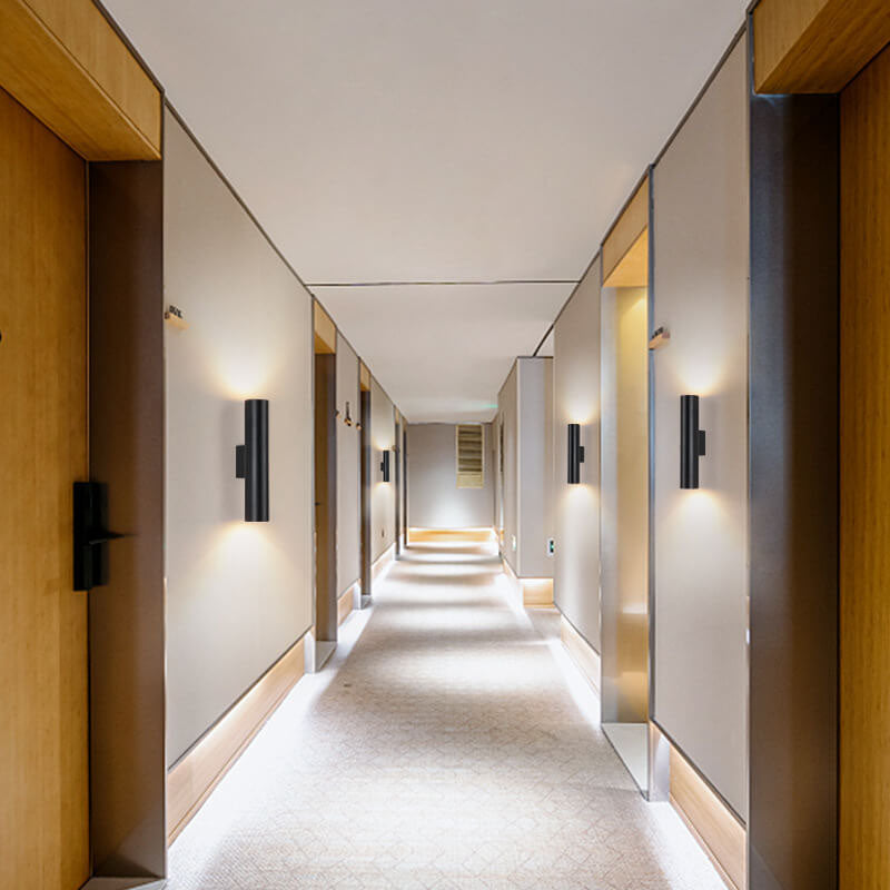 Minimalist Aluminum Cylindrical Wall Sconce with Two Lights