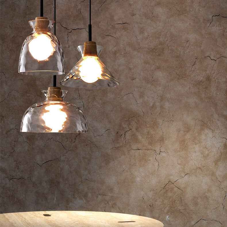 Nordic Clear Rippled Glass 1-Light Pendant Lamp