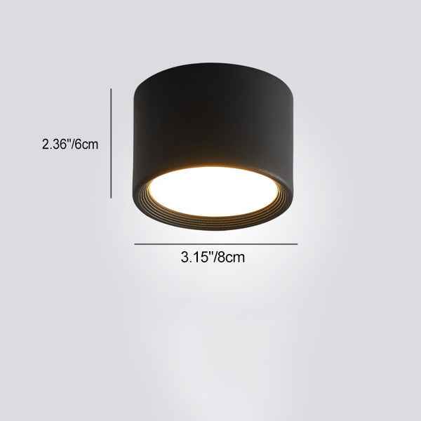 Contemporary Minimalist Cylinder LED Flush Mount Ceiling Light in Aluminum and Acrylic for Hallways