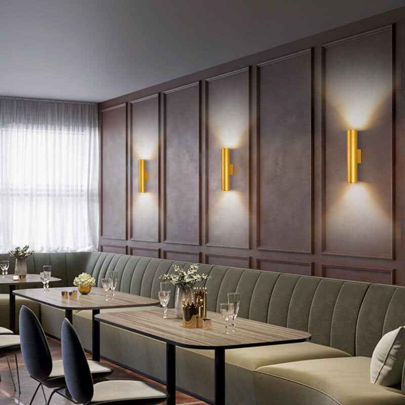 Minimalist Aluminum Cylindrical Wall Sconce with Two Lights
