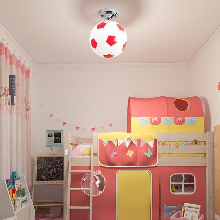 Artistic Basketball and Soccer 1-Light Semi-Flush Mount Ceiling Fixture