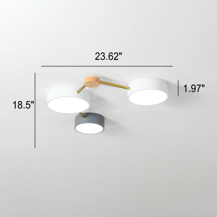 Scandinavian Minimalist Solid Wood and Iron LED Flush Mount Light