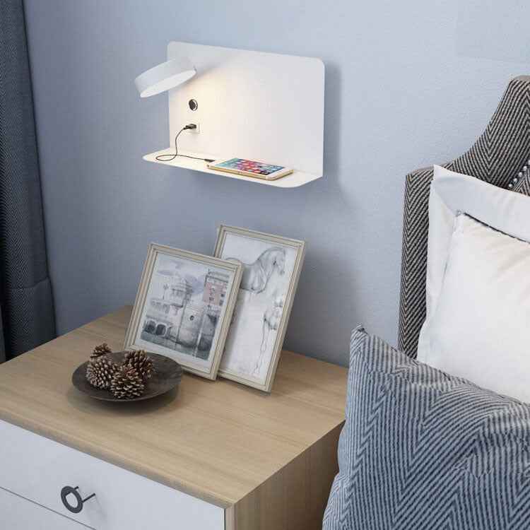 Contemporary Square Iron LED Wall Sconce Lamp with USB Rechargeable Feature