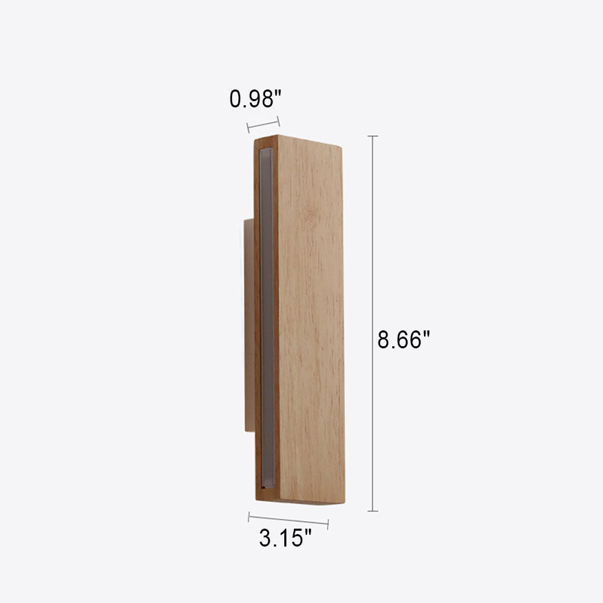 Minimalist Japanese Rectangular Log LED Wall Sconce Lamp with Rotatable Design