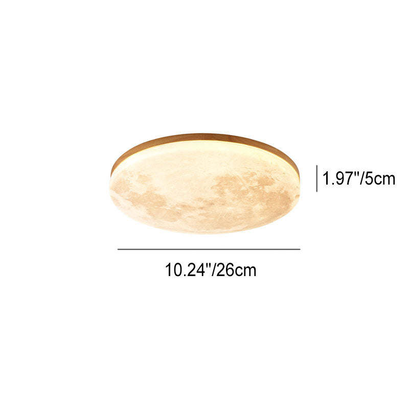 Nordic Minimalist Round Moon LED Flush Mount Ceiling Light in PVC