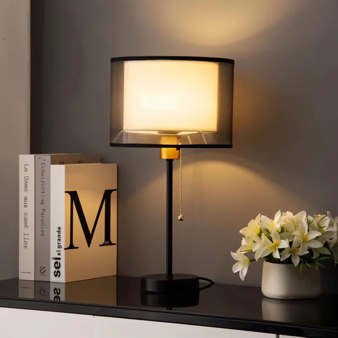 Luma Table Lamp | Double Fabric Shade, Warm Ambient Light