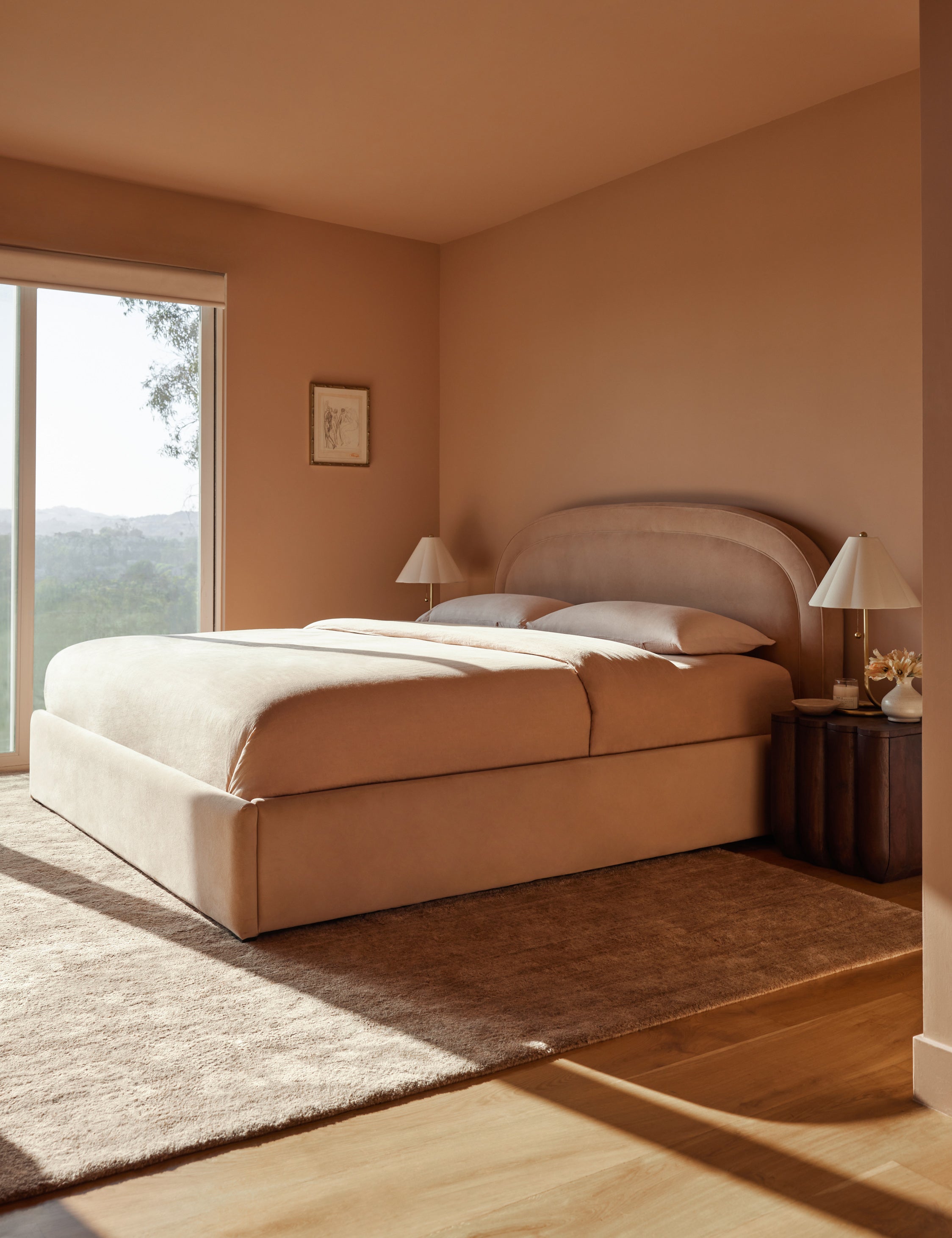 Nexus Platform Bed | Arched Headboard, Bespoke Upholstery