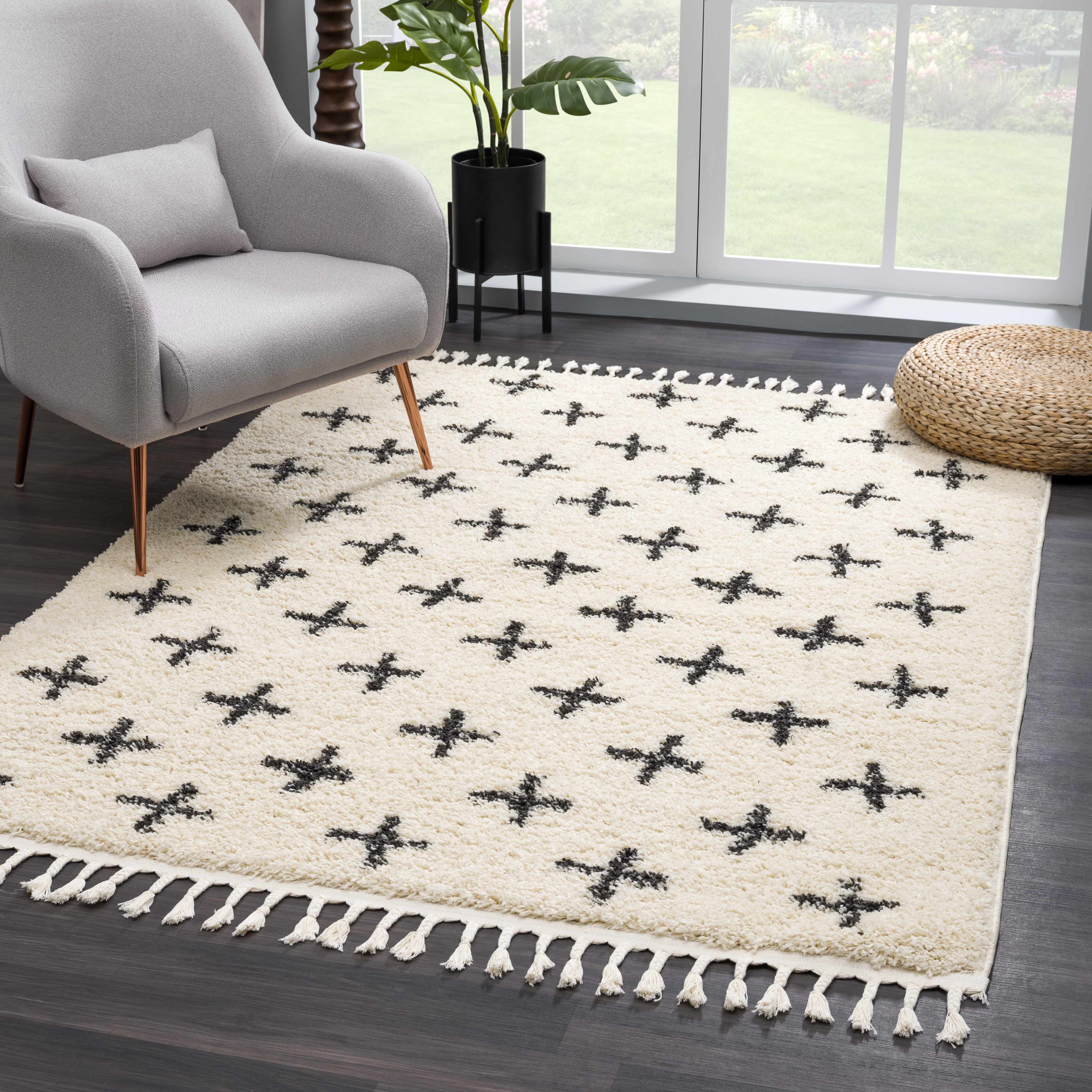 Bello Shag Area Rug  Plush Pile, Bohemian Design
