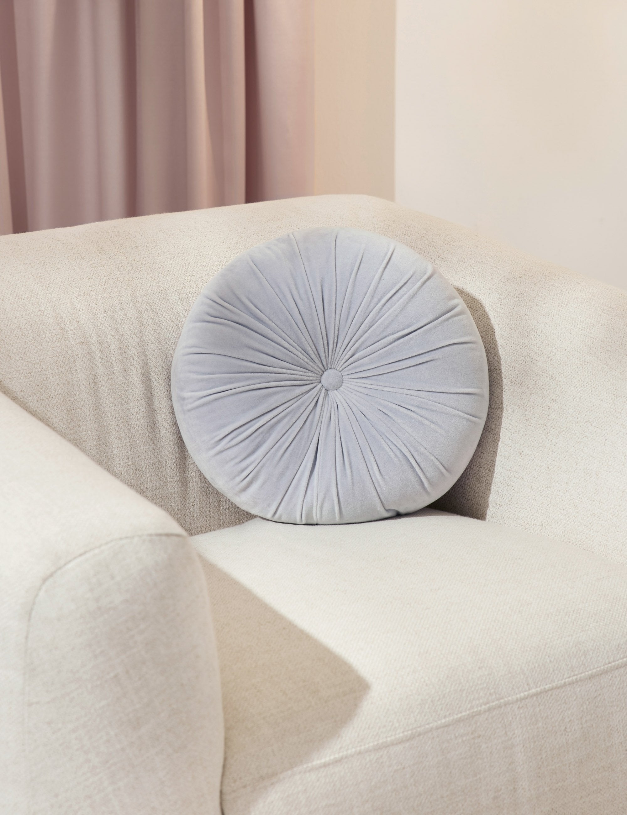 Mira Velvet Round Pillow | Pleated Texture, Soft Hues