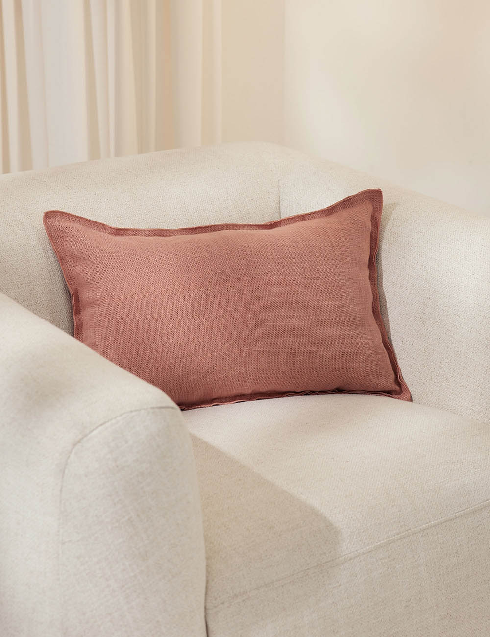 Luna Linen Lumbar Pillow | Superior Long Fiber Flax, Tonal Stitch Detail
