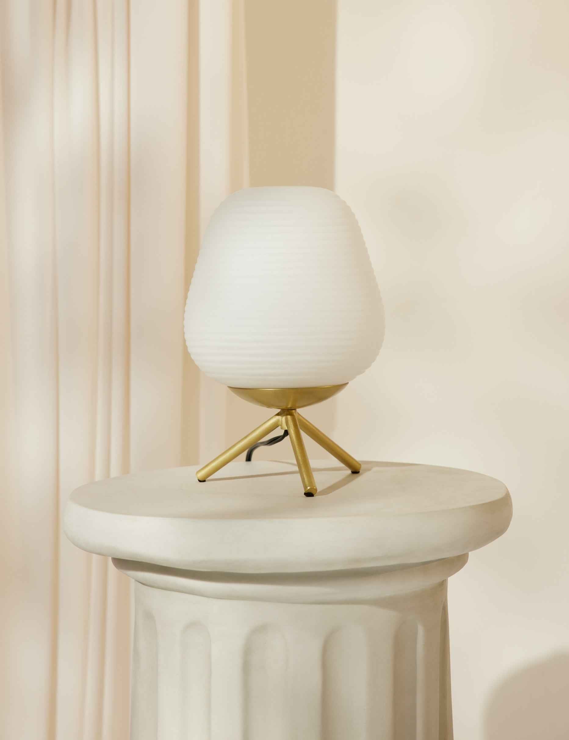 Iris Mini Desk Lamp | Art Deco Glass Shade, Gold Accents