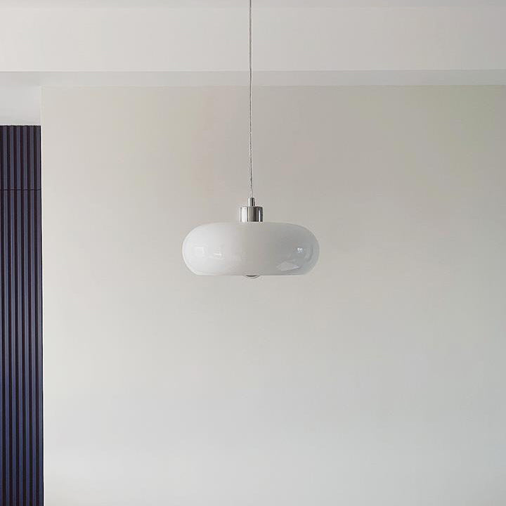 Retro White and Orange Glass Dome Single Pendant Light