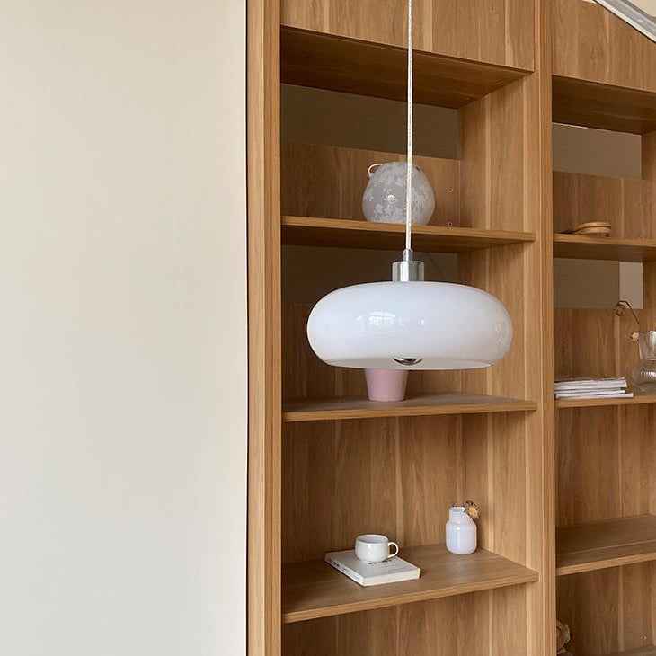 Retro White and Orange Glass Dome Single Pendant Light
