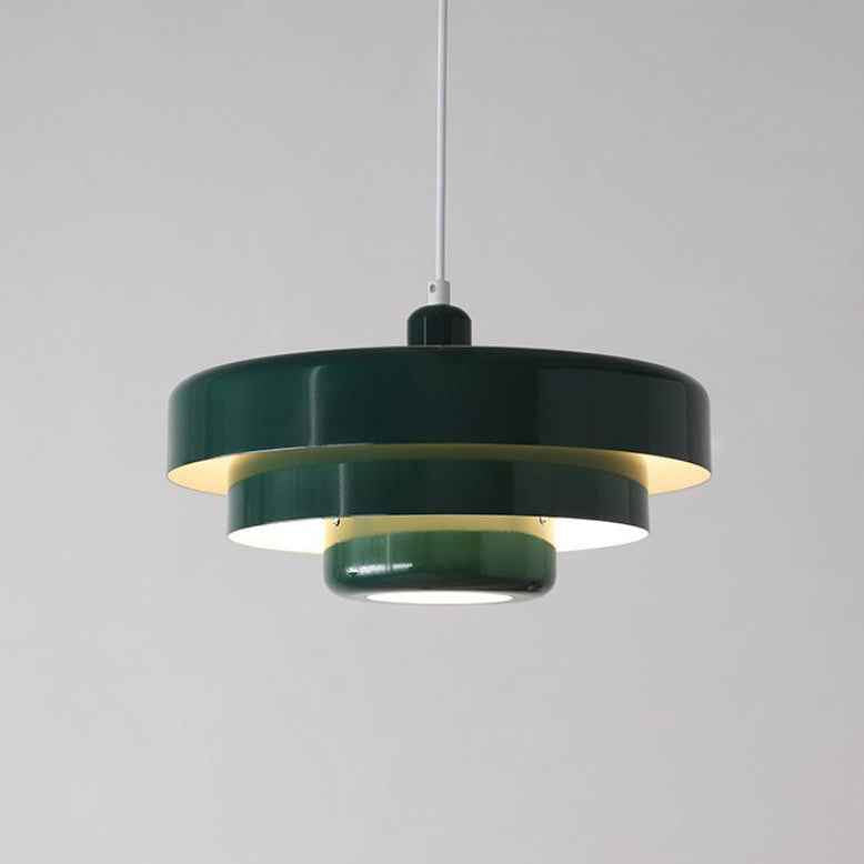Vintage Nordic Multi-Layer Round Metal Pendant Light with Single Bulb