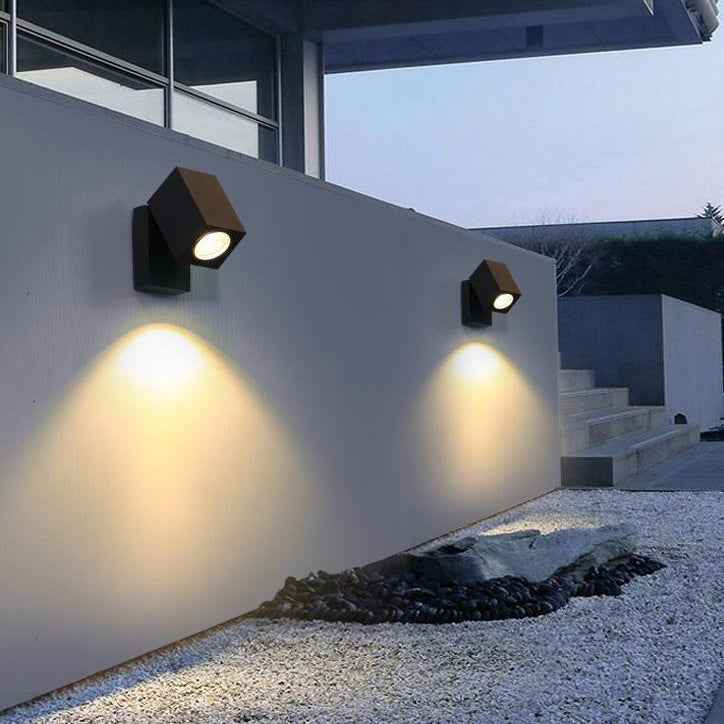 Contemporary Waterproof Square LED Spotlight for Outdoor Garden Wall - Adjustable Angle Sconce Lamp