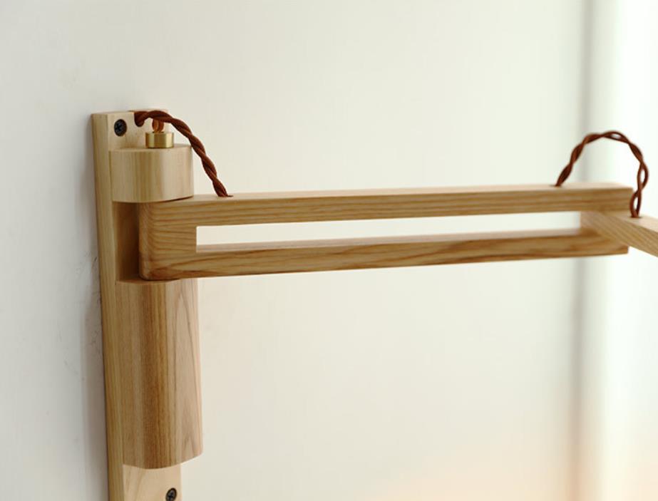 Nordic White Striped Glass Wall Sconce Lamp with Walnut Retractable Design - 1 Light