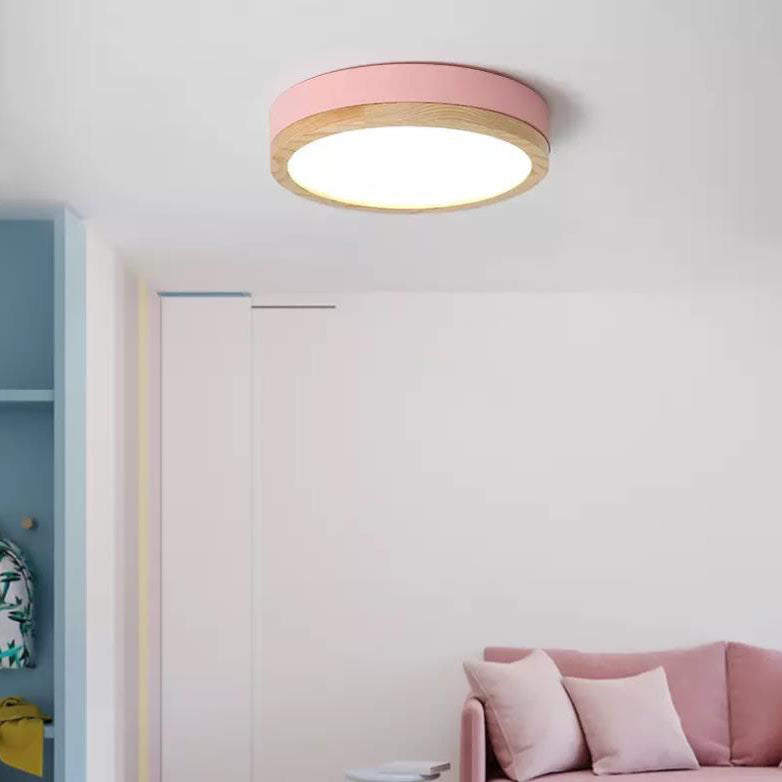 Elegant Round Acrylic LED Flush Mount Ceiling Light - Macaron Style