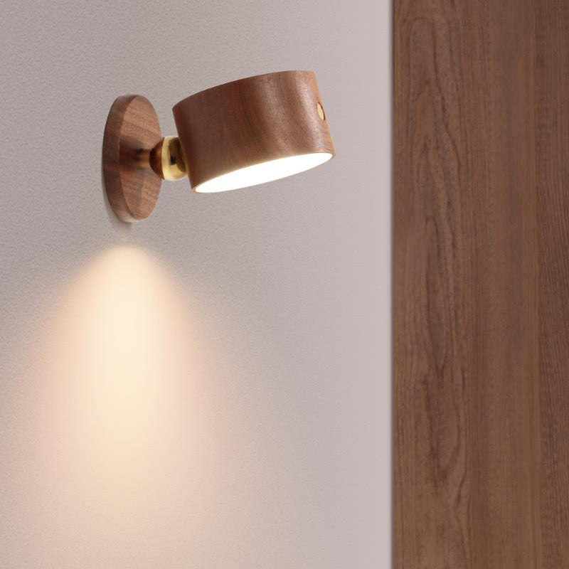 Minimalist Wooden USB Rechargeable Touch-Controlled Magnetic LED Wall Sconce Lamp